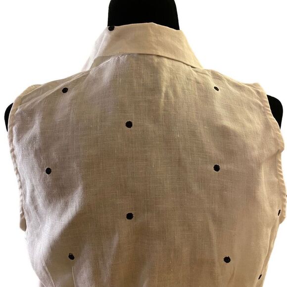 Richard Malcom 100% Irish Linen White with Black‎ Polkadot Sleeveless Top - Picture 8 of 12